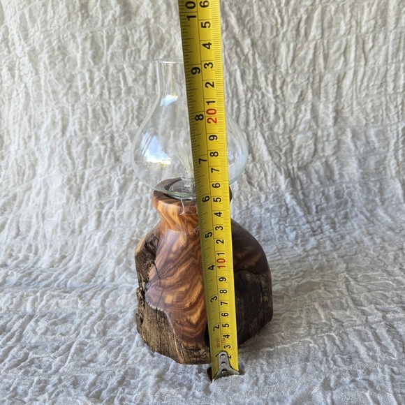 Made In Montana USA Clear Glass Oil Lamp With Juniper Wood Base 9" Tall - Picture 4 of 10